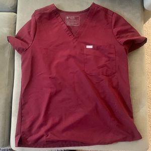 FIGS Scrub top size large maroon color